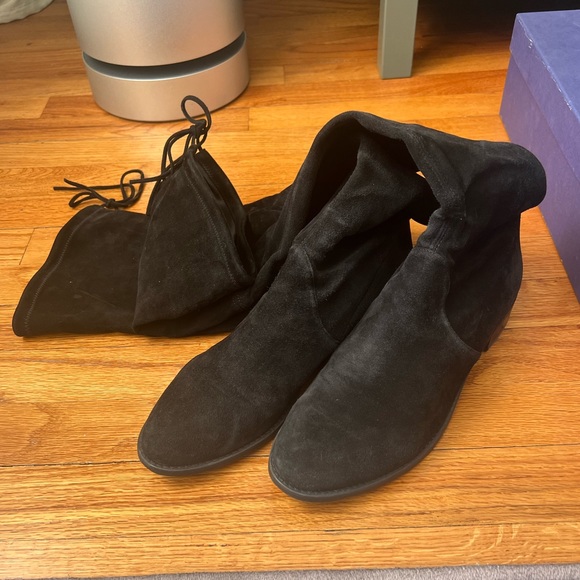 Stuart Weitzman Lowland Boots 8.5 Black Suede - Picture 7 of 16